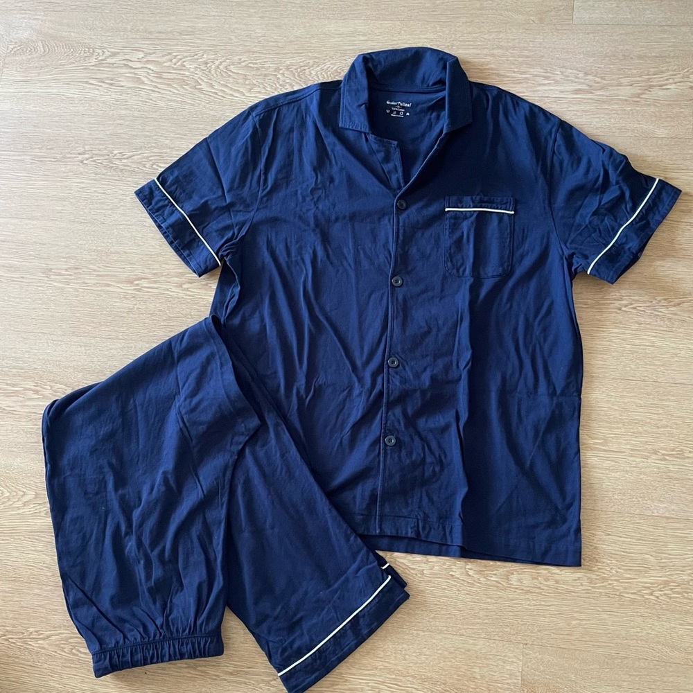 COLORFULLEAF Men's 100% Cotton Pajamas Set Button Down Sleepwear
